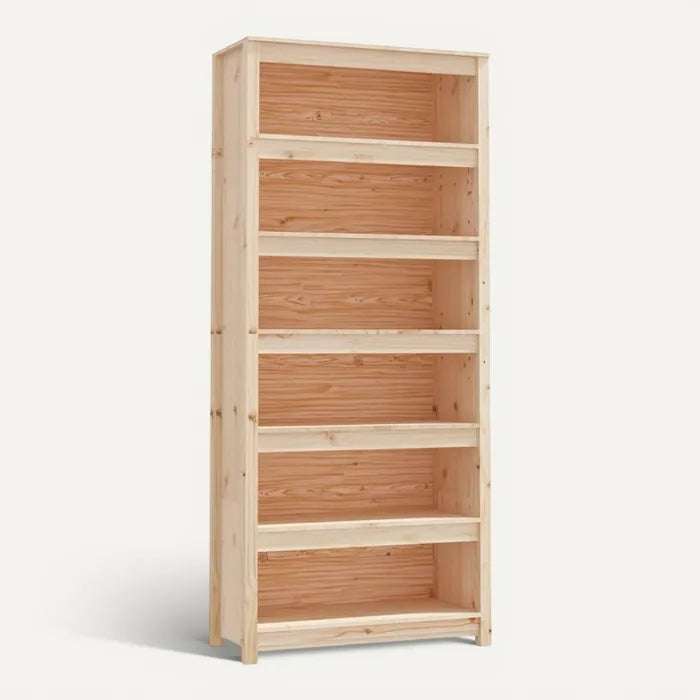 **Technische titel in het Nederlands: Eenvoudige houten boekenkast met 6 planken**