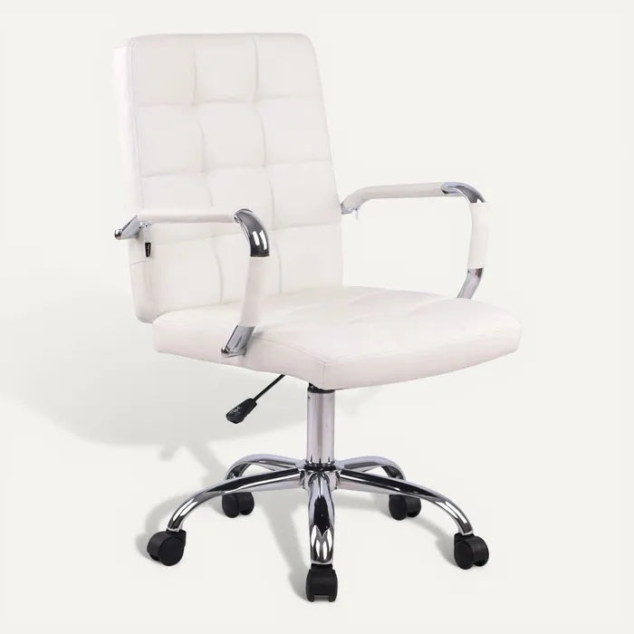**Moderne Wit Bureau Stoel met Verstelbare Hoogte en Rollen**
